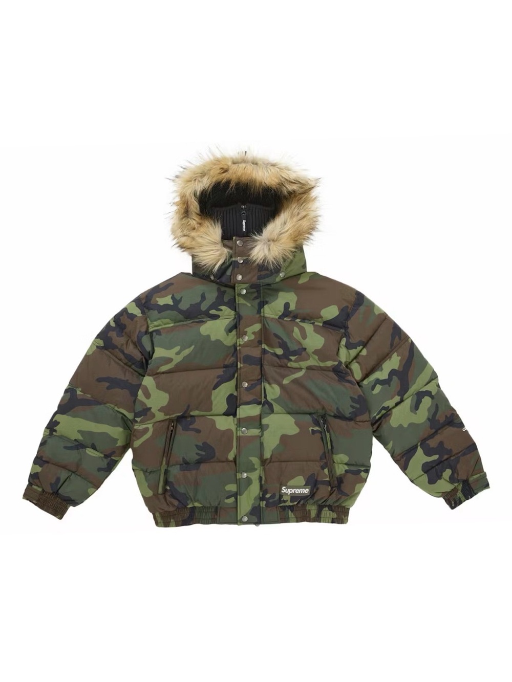 FW25 Supreme Woodland Camo Puffer Jacket with Ski-mask and Hood